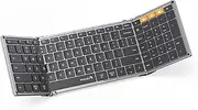 ProtoArc Foldable Bluetooth Keyboard, XK01 Folding Wireless Portable Keyboard with Numeric Keypad, Full-Size Travel Keyboard for iPad Tablet Smartphone Laptop PC Windows iOS Android, Space Gray
