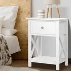 Artiss 1x Bedside Table Drawers Side Table Shelf Storage Nightstand EMMA White.