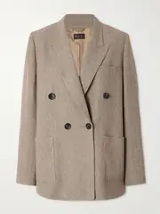 [Loro Piana] Loro Piana - Genny Double-breasted Herringbone Linen Blazer - Brown - IT48 IT 48 Brown