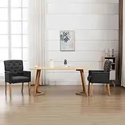 Dining Chair with Armrests Grey Fabric Kitchen Chair