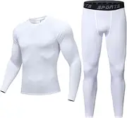[Generic] Mens Thermal Underwear Set, Quick Drying Long Sleeve Compression Shirts and Leggings, Lightweight Sports Base Layer for Workout Skiing Running Hiking
