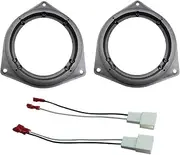 DKMUS 6.5" Car Door Speaker Mount Adapter Plates for Toyota Venza Solara RAV4 Camry Celica Echo Corolla Highlander 4 Runner Tundra Sequoia Yaris Prius Avalon Stand Ring Kit 1 Pair + Wiring Harness