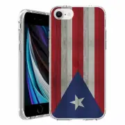For Apple iPhone SE 3rd 2nd Gen TPU Case Cover+Glass(Wood PR Flag)