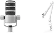 RØDE PodMic and Studio Arm Bundle (White) - Broadcast-Quality Dynamic Microphone with Integrated Swing Mount and PSA1+ Studio Arm for Podcasting, Streaming, Gaming, and Voice Recording