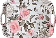 April Box–Melamine Serving Tray–Elegant Plastic Serving Tray–18 x 12 x 1-inch Large Serving Platter with Floral Print Materials and Durable Design–Integrated Side Handles