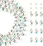 2Strands Transparent Rondelle Teardrop Glass Beads AB Color Plated Faceted Drop