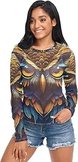 [RPLIFE] Boho Owl Mesh Top Women, Sheer Sleeve S-XXL