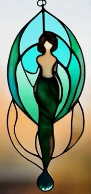 MERMAID SEA SIREN Real Stained Glass WINDOW SUNCATCHER UNIQUE CHRISTMAS PRESENT