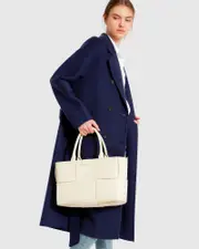 [Belle & Bloom] Boss Girl Double-Breasted Lined Wool Coat - Midnight Blue