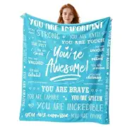 Blanket Gift for Women Man Get Well Gifts - You are Awesome 40" 40" X 50" Teal