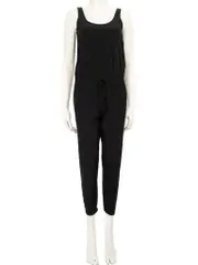 Black Silk Scoop Neck Jumpsuit