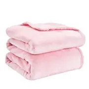 LINENOVA Flannel Fleece Blanket Cozy Soft Double/Queen Blanket - Pink
