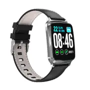M8 Full Touch Screen Music Control Dynamic HR Blood Pressure Oxygen Monitor Leather Band Smart Watch SILVERGRAY COLOR