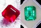 8 to 10 Ct Natural Red Ruby & Green Emerald Pair Loose Gemstone Certified LM134