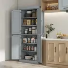 HOMCOM Modern Kitchen Pantry, 6-Tier Cabinet Organizer w/ 4 Adjustable, Black