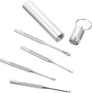 DRESSOOS 1 Set Stainless Steel Ear Picks Kit Comfortable Durable Ear Cleaning Tools for Removal Portable Silver