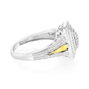 Sterling Silver & 9ct Yellow Gold Diamond Ring with 20 Brilliant Cut Diamonds, S