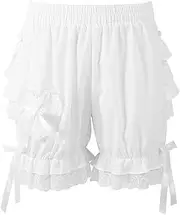 [FEESHOW] Woman's Lolita Bloomers Maid Ruffles Pettipants Victorian Steampunk Pumpkin Shorts Safety Underpants