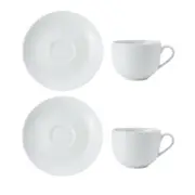 4pc Mikasa Chalk Porcelain Tea Cups and Saucers 220ml White
