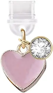 TP253 Type-C USB Charging Port Anti Dust Plug Little Love Heart Cell Phone Charm for Samsung/Huawei/OnePlus/Xiaomi/oppo Android Phones (Pink), approx. 1.5 cm (L) x 0.2 cm (D) x 1.5 cm (H), Zinc Alloy Metal, Rhinestone