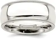 [JewelryWeb] 925 Sterling Silver Solid Polished Milgrain Half Round Engravable 8mm Millgrain Comfort Fit Band Ring Jewelry Gifts for Women - Ring Size Options Range: H to Z