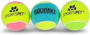 Tennis Balls for Dogs - Extra Bouncy - Non Toxic - Durable - Long Lasting - Floats (Squeak Tennis Balls (3 Pack) (64mm) - P/T/A