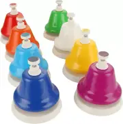 8 Notes Colorful Desk Bells Metal Hand Bells Set Rainbow Music Bells for Chorus