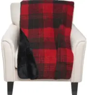 PENDLETON SHERPA THROW BUFFALO PLAID RED BLACK 50 X 70 INCHES ~ HANDSOME ~ SOFT