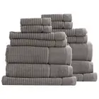 14pc Renee Taylor Fossil Cambridge Textured 650GSM Bath/Face/Hand Towel Mat Set