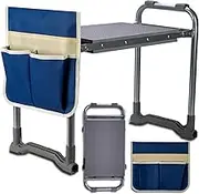 Garden Kneeler Seat Garden Bench Multifunction Garden Stools with Tool Bag Seat with Thicken EVA Foam Pad Outdoor Portable Kneeler for Gardening NEISRAI (Gray)