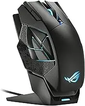 ASUS ROG Spatha X Wireless FPS MMO Gaming Mouse - Magnetic Charging Stand, ROG Push-Fit Swappable Switches, 12 Programmable Buttons, ROG Paracord, Aura Sync RGB Lighting