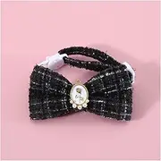 Choker Retro Bowknot Cat Collar with Pearl Adjustable Puppy Chihuahua Bowtie Safety Buckle Kitten Necklace Pets Birthday Accessories Pet Accessories (Color : Black, Size : 17-33cm)