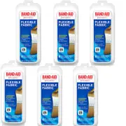 6 Pack Band Aid Flexible Fabric Adhesive Bandages Travel Pack (8 count)