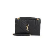 [Saint Laurent] Saint Laurent-Black Saffiano Leather Ysl Envel M Bag-Donna OS OS