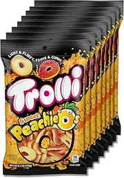 Trolli Peachie-O Rings, Peach, 7 Ounce Bag, Pack of 8