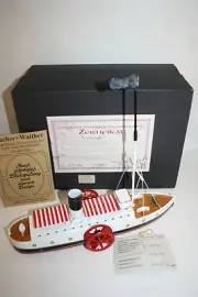 TUCHER & WALTHER TIN WIND UP SHIP BOAT TOY GERMAN IN BOX L.E RARE 500 MADE