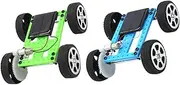 Kisangel 2Pcs Solar Powered DIY Assembly Car for Educational Science Experiment Kit Interactive Solar System Building Mini Solar Car Model for Creative Learning and Play