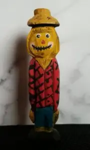 Basswood Scarecrow figure hand carved and hand painted by me.