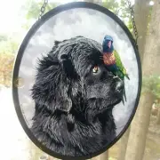 Glass Masters Rachel Hale Stained Glass Henri & Pipi Bird And Dog Display