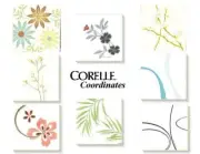 4 Corelle Square STONEWARE Drink COASTER Set +OAK WOOD CADDY Holder Beverage NEW