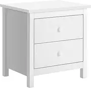 ALFORDSON Bedside Table Wooden Nightstand Timeless Sofa Side Storage Cabinet Organiser 2 Drawer Side End Table Chest for Bedroom, Living Room and Hallyway (Hamza - White)