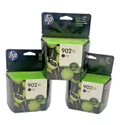GENUINE HP 902XL Black Ink Cartridge (LOT OF 3) T6M14AN Exp. 2019 NEW!