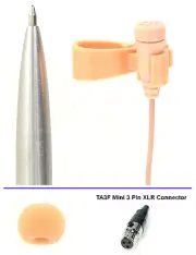 Beige Lavalier Microphone Tan Lapel Mic for AKG Wireless Slide On Tie Clip PT