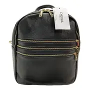 Unica Firenze Sirius Rucksack Black Leather Backpack Purse Convertible Textured