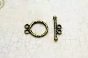 Bronze Lot Round Ring Enamel Lines Toggle Antiqued Ncecklace Bracelet Clasps