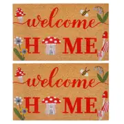 2PK Urban Toadstool Welcome Doormat Coir/PVC Home/Living Room Decor 45x75cm Red
