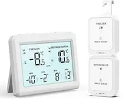 AMIR Wireless Refrigerator and Freezer Thermometer, 3.7 inch LCD with Alarm, Freezer Alarm, Digital Fridge Thermometer for Home and Restaurants