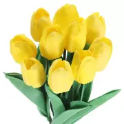 24pcs Tulips Artificial Flowers, Artificial Flowers Fake Tulip Stems (Yellow)