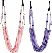 HPAMR 2Pcs Yoga Stretching Strap, Yoga Hammock, Adjustable Height Leg Stretcher Waist Back Stretch Anti-gravity Inversion Exercises Door Flexibility Tensile Trainer for Rehab Pilates Dance Splits