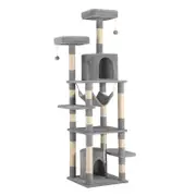 Petzly Cat Tree Tower Scratching Post Scratcher Condo 180cm Beige/Dark Grey/Grey